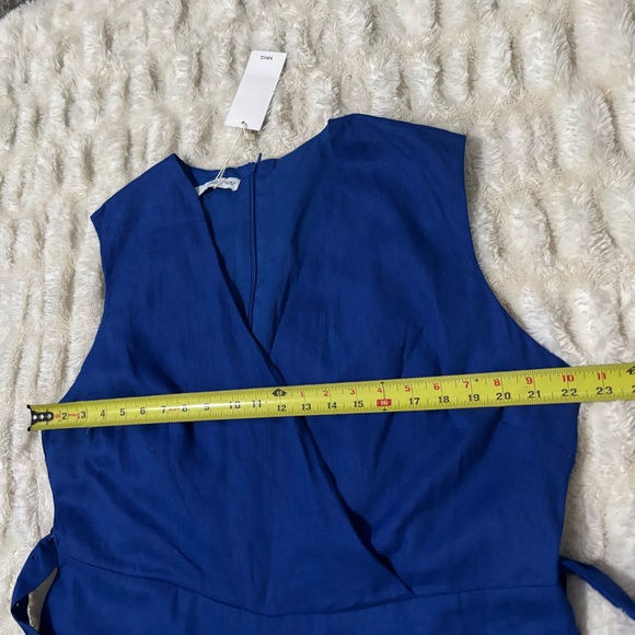 NWT MNG Women’s Linen Elegant Blue Jumpsuit with Belt - Picture 14 of 16